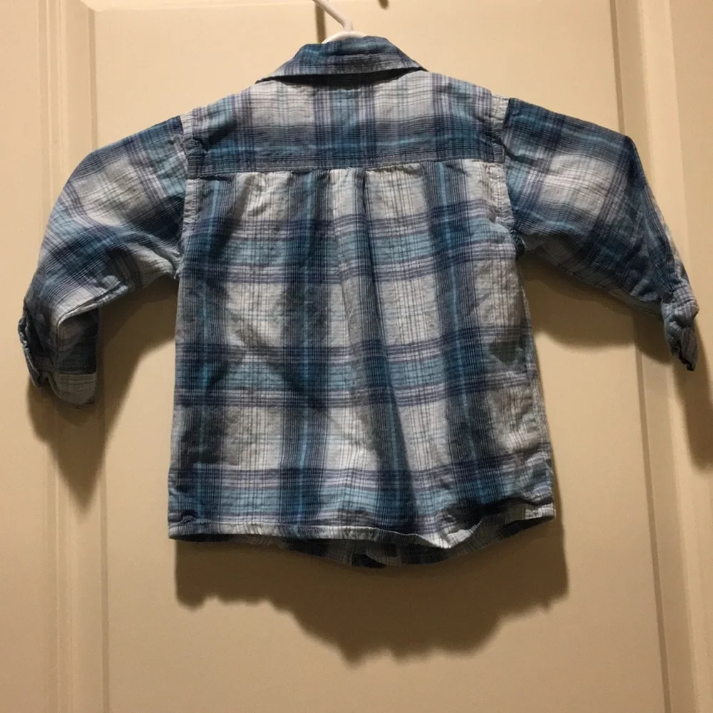 Bout'Chou boys LIKE NEW Plaid button down long sleeves shirt kids size 18M